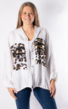 Foil Leopard Hooded Shirt | White