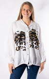 Foil Leopard Hooded Shirt | White