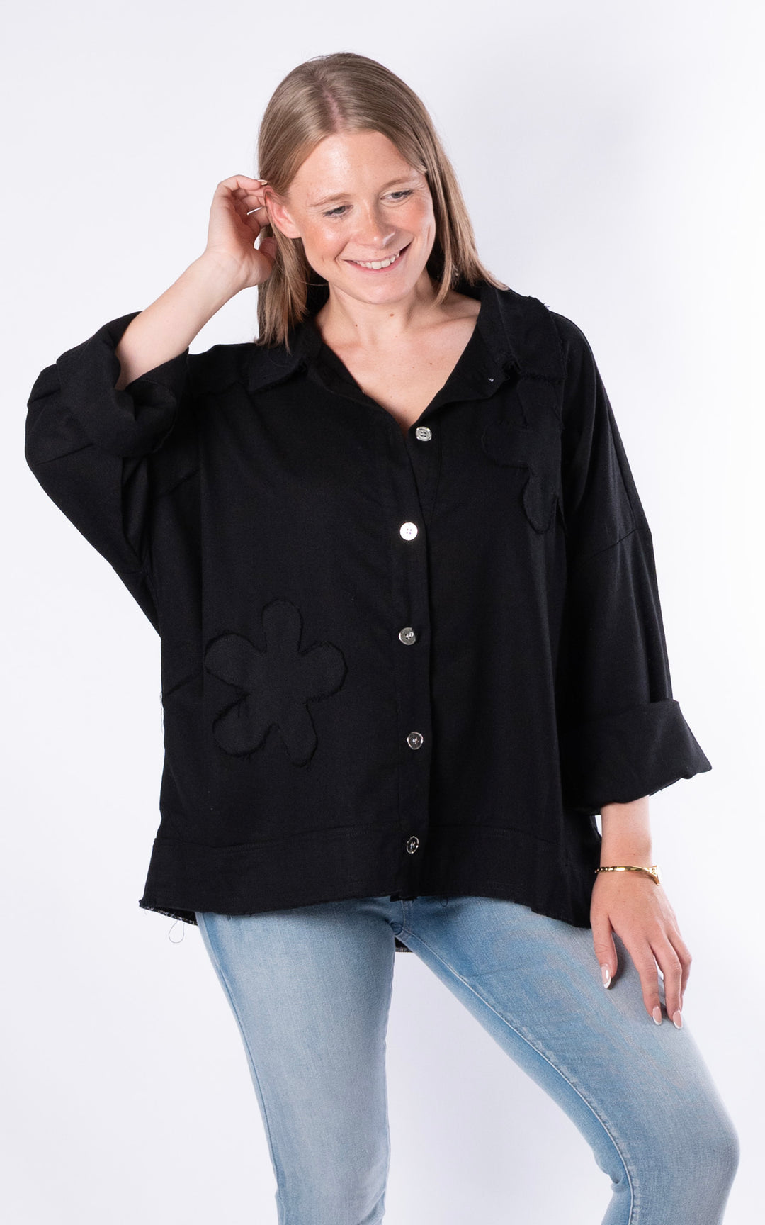 Frayed Collar Shirt | Black