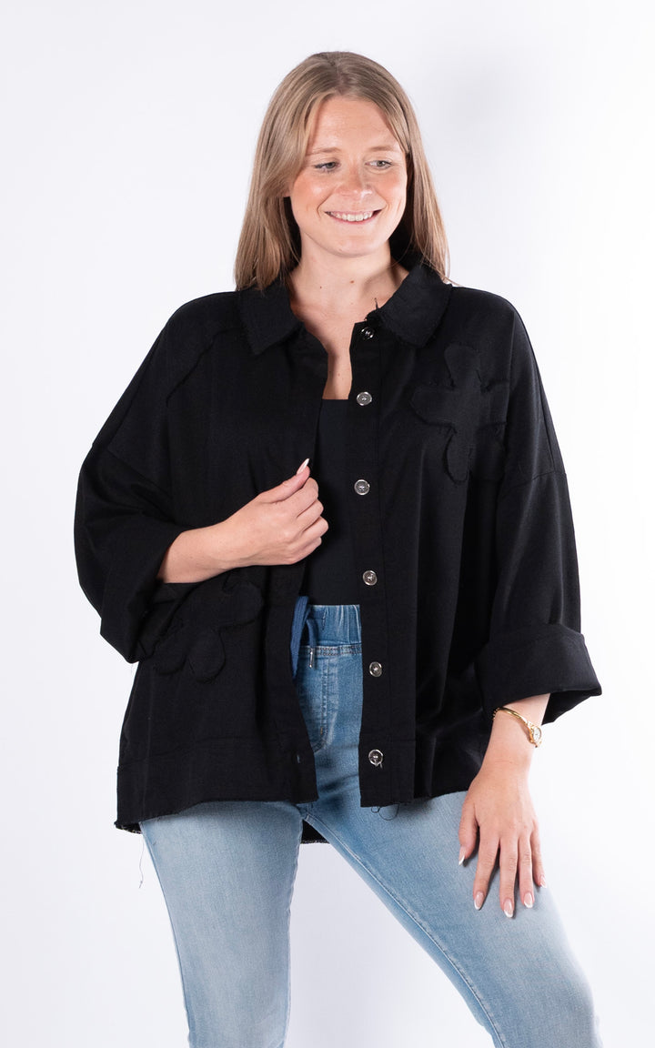 Frayed Collar Shirt | Black