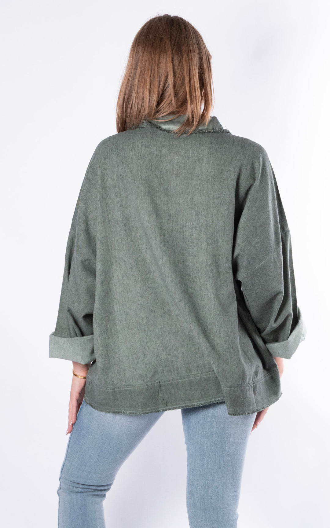 Frayed Collar Shirt | Khaki