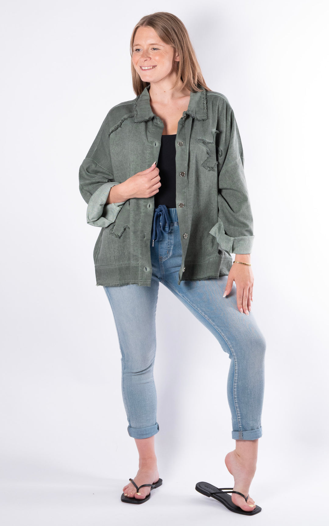 Frayed Collar Shirt | Khaki