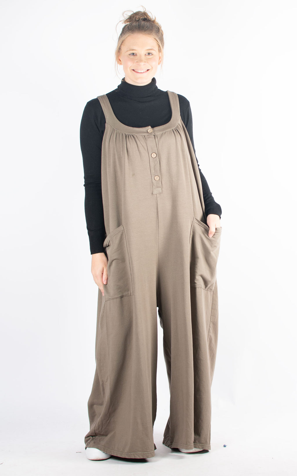 Freda Dungarees | Taupe