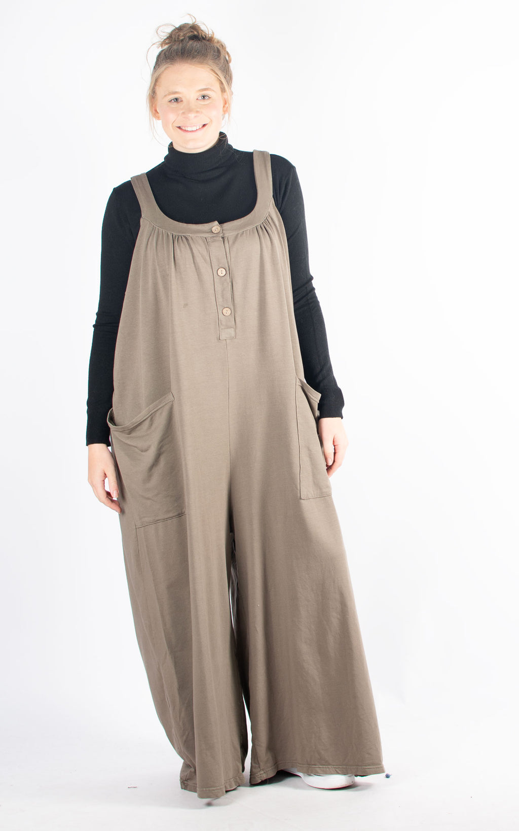 Freda Dungarees | Taupe