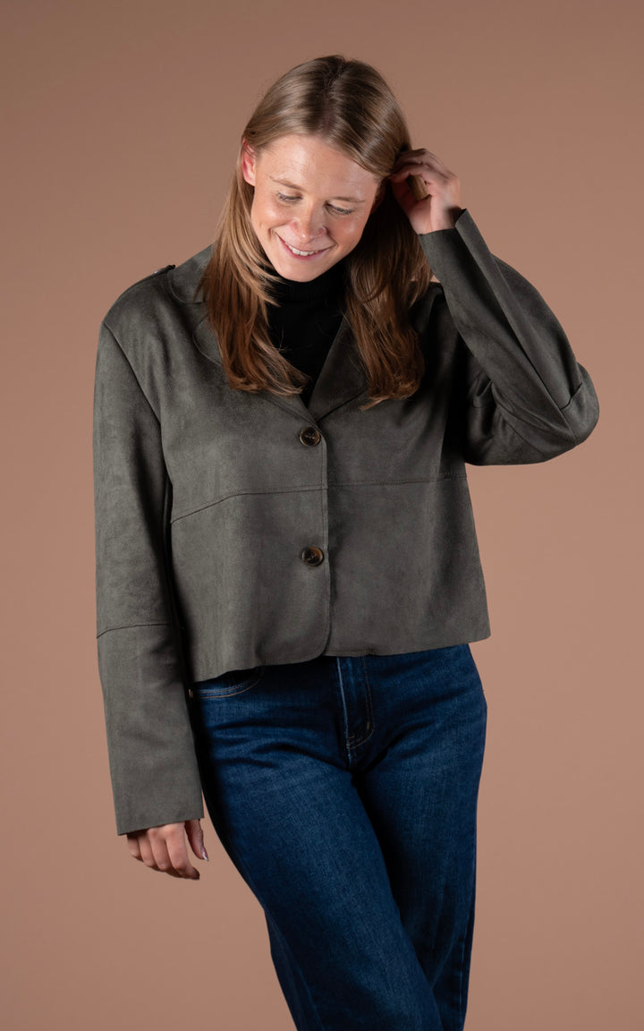 Freya Button Jacket | Khaki