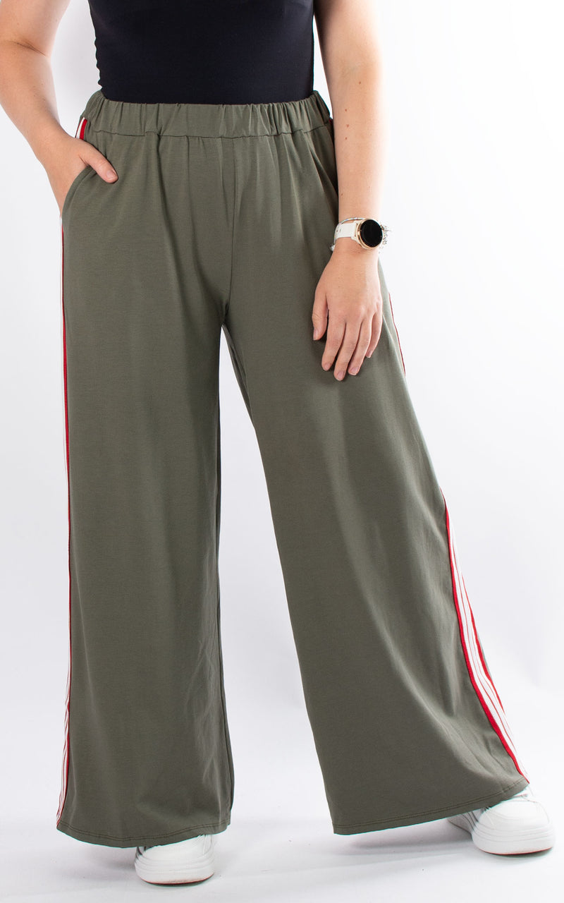 Freya Stripe Detail Trousers | Khaki