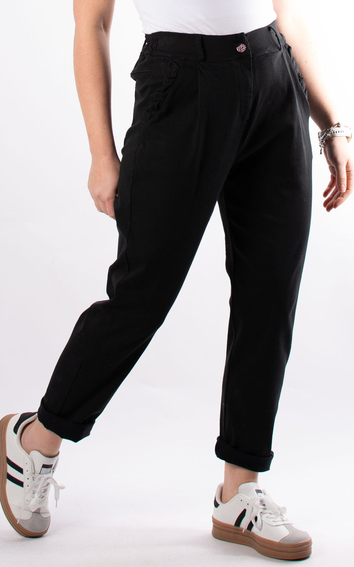 Frill Pocket Trouser | Black
