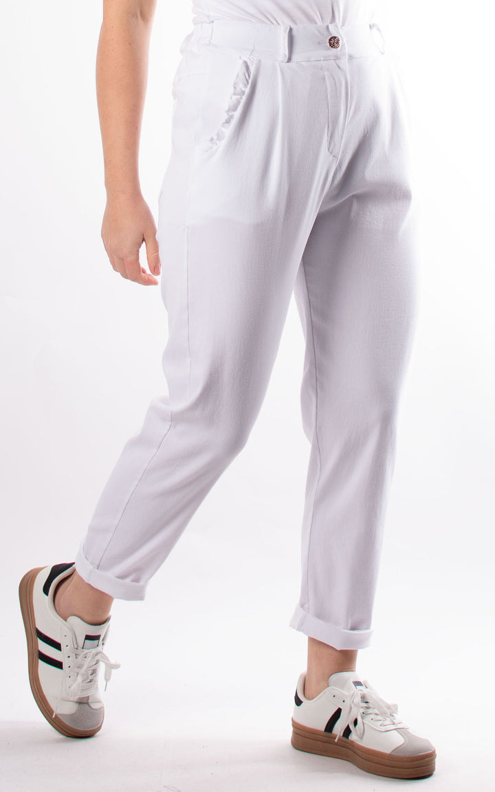 Frill Pocket Trouser | White