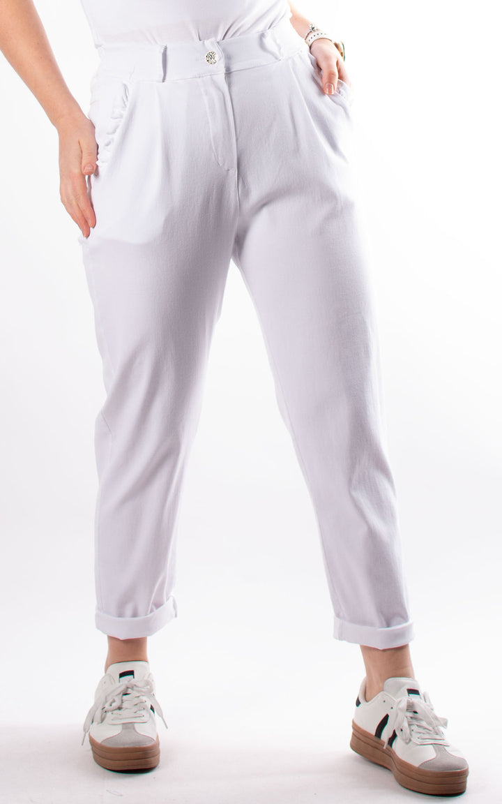 Frill Pocket Trouser | White