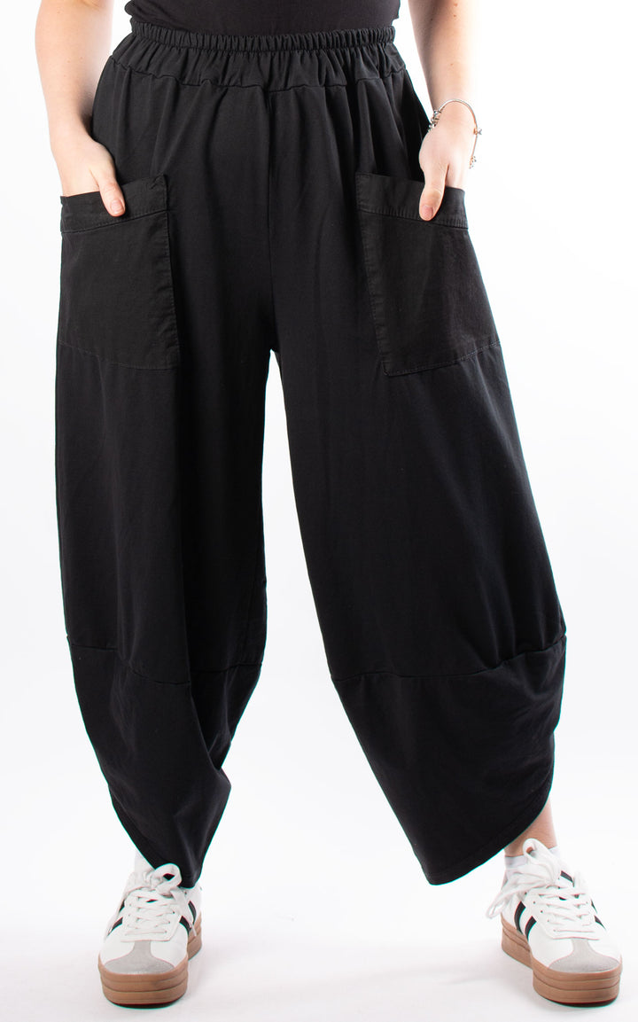 Front Pocket Pants | Plain | Black
