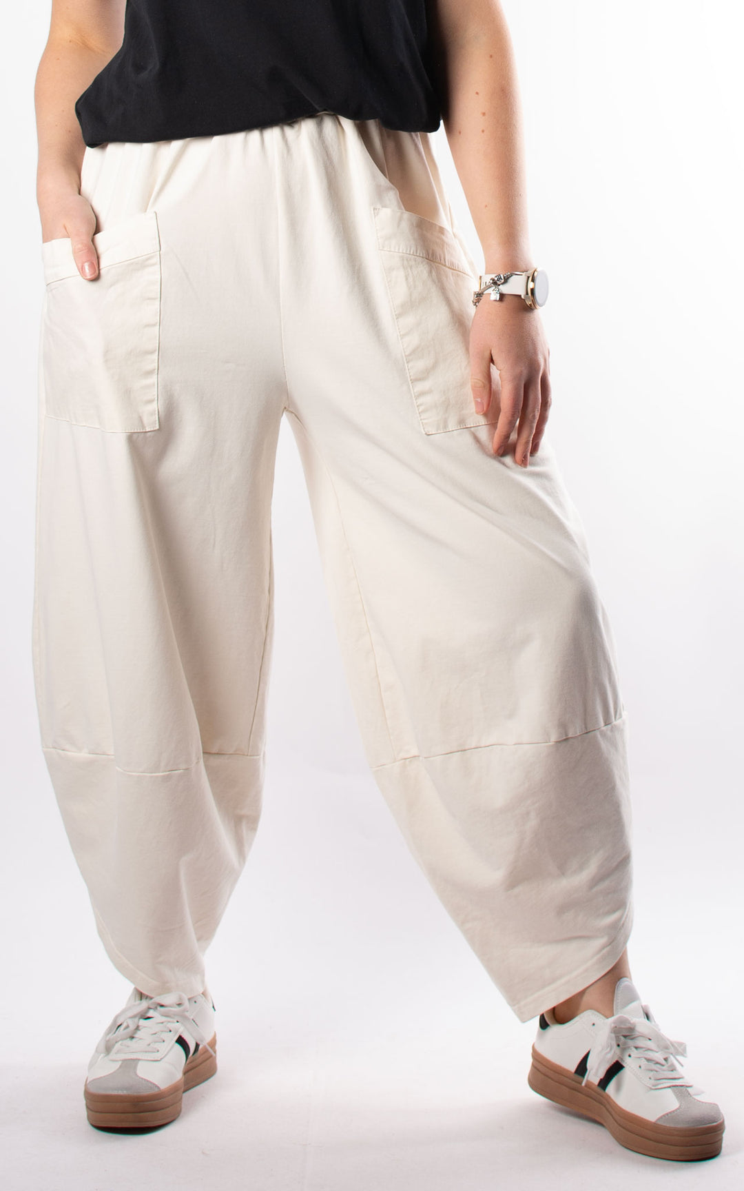 Front Pocket Pants | Plain | Cream