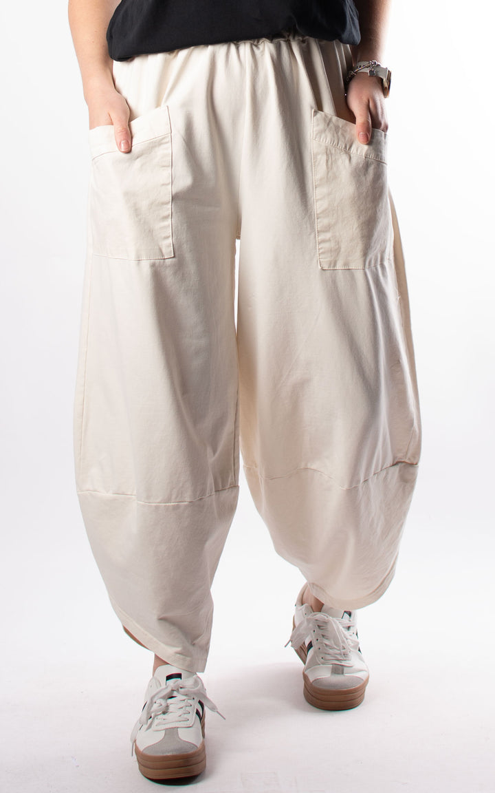 Front Pocket Pants | Plain | Cream