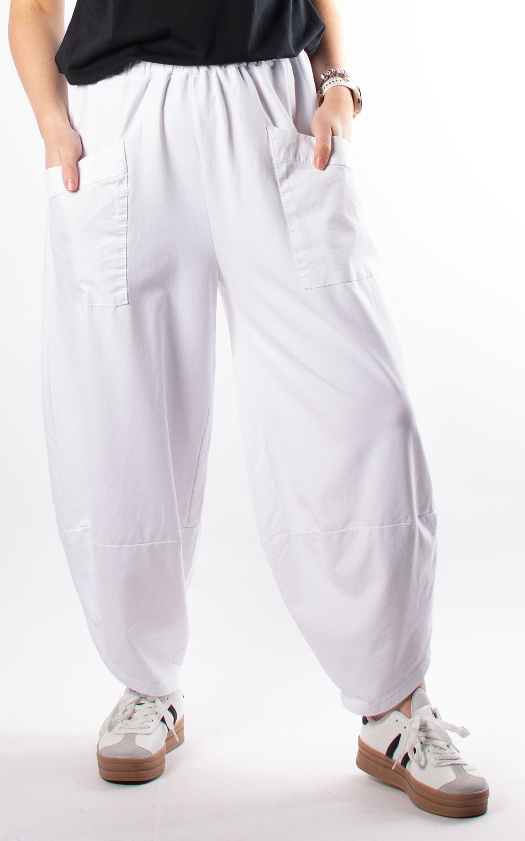 Front Pocket Pants | Plain | White
