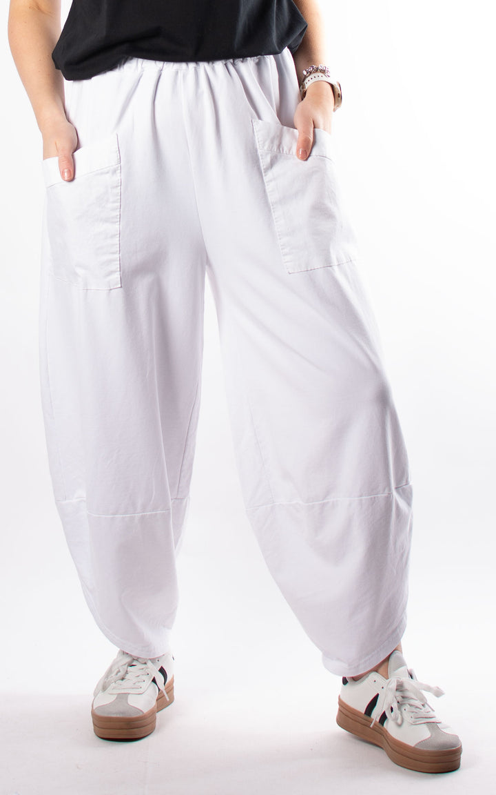 Front Pocket Pants | Plain | White