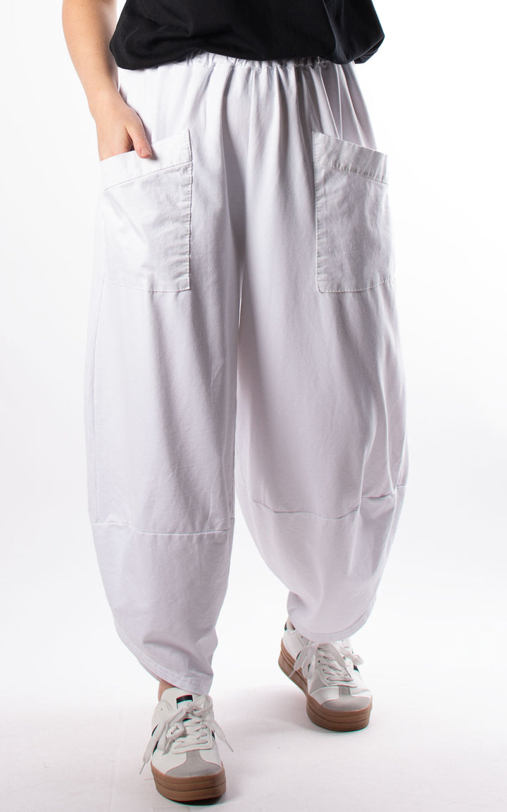 Front Pocket Pants | Plain | White