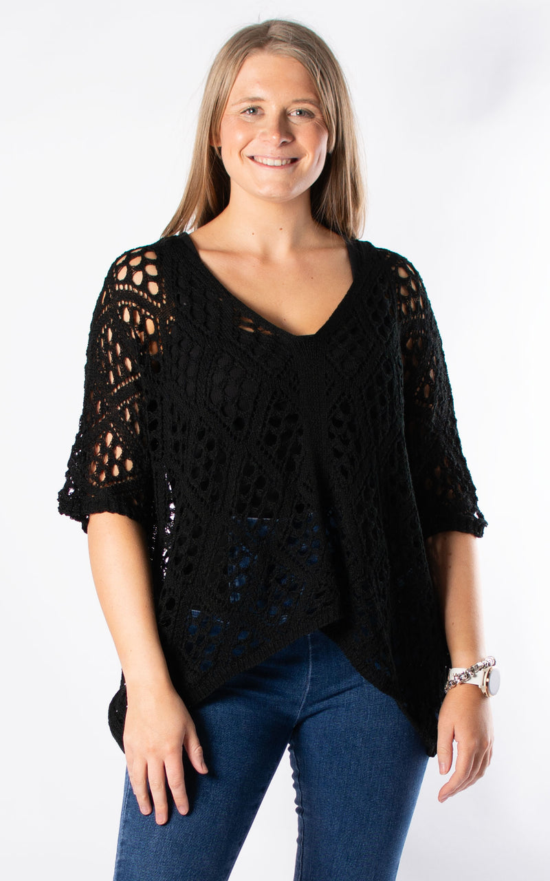 Gail Crochet Top | Black