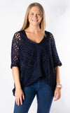 Gail Crochet Top | Navy