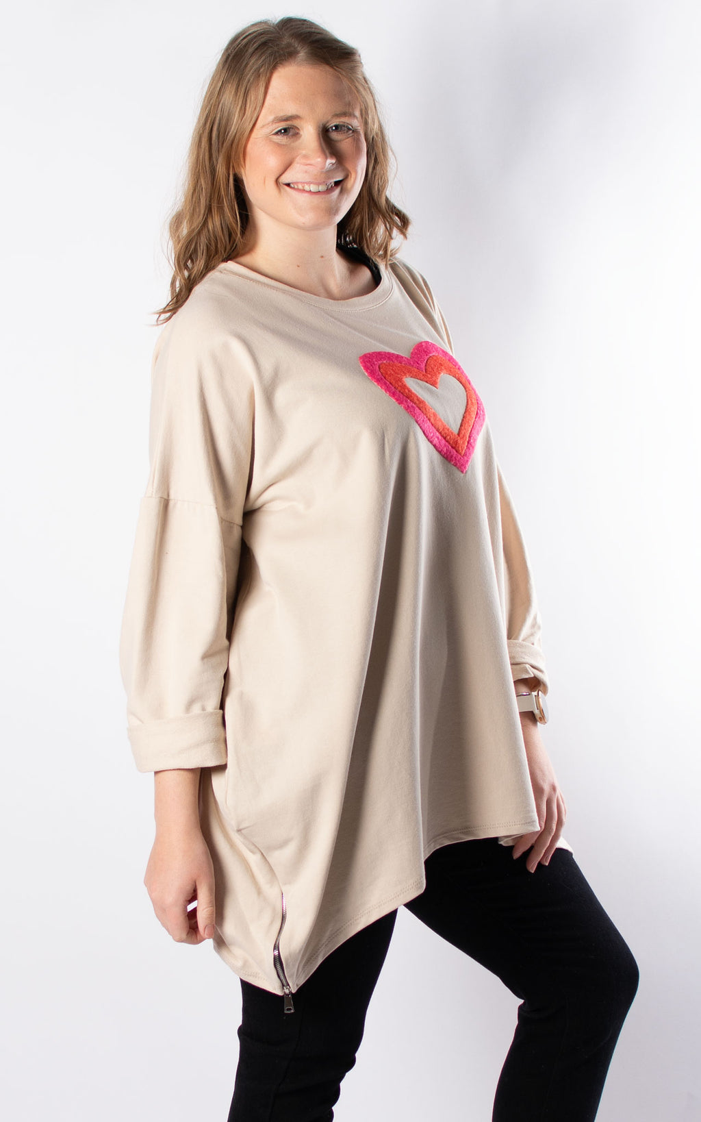 Gemma Heart Sweatshirt | Beige