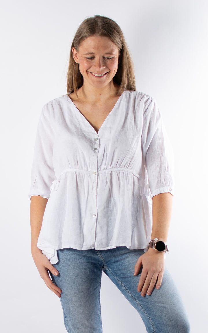 Gianna Tie Side Top  | White