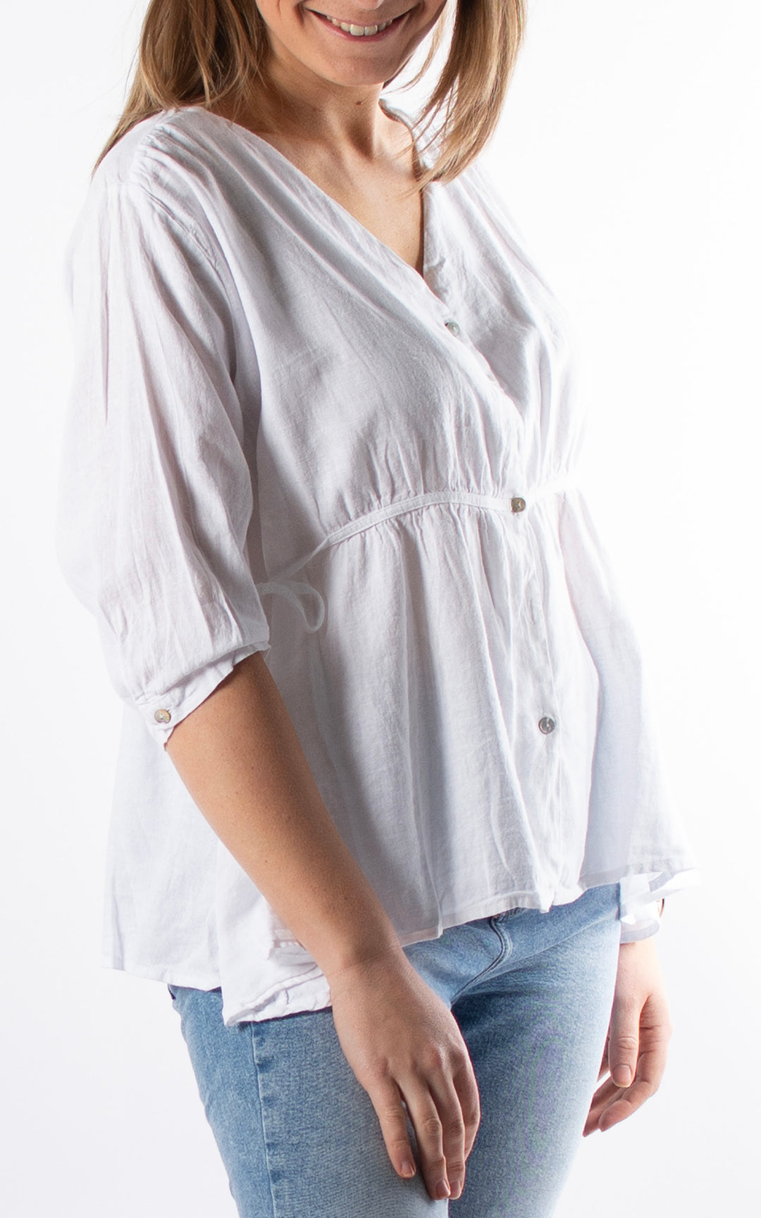 Gianna Tie Side Top  | White