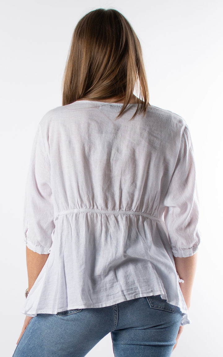 Gianna Tie Side Top  | White
