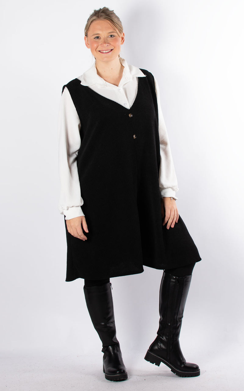 Glenda Pinafore Dress | Black