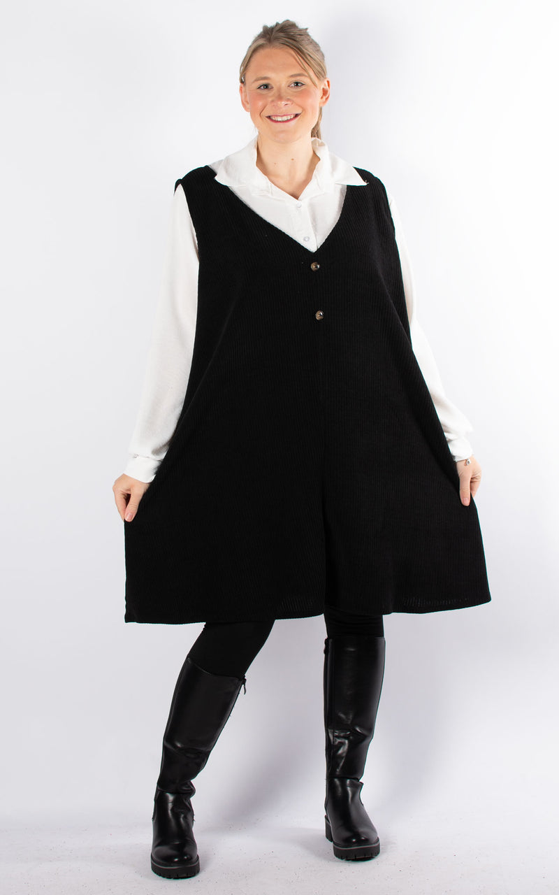 Glenda Pinafore Dress | Black