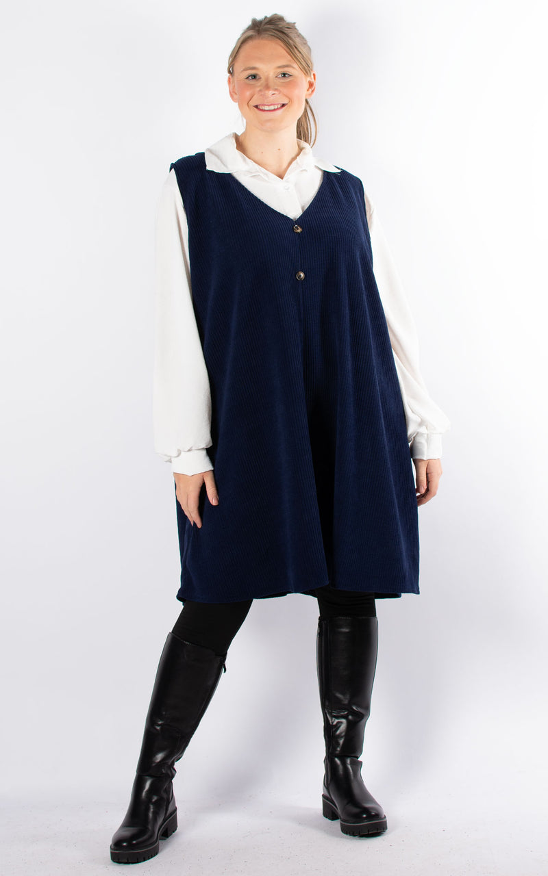 Glenda Pinafore Dress | Navy