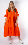 Gloria V-neck Dress | Orange