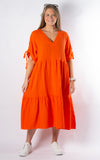 Gloria V-neck Dress | Orange