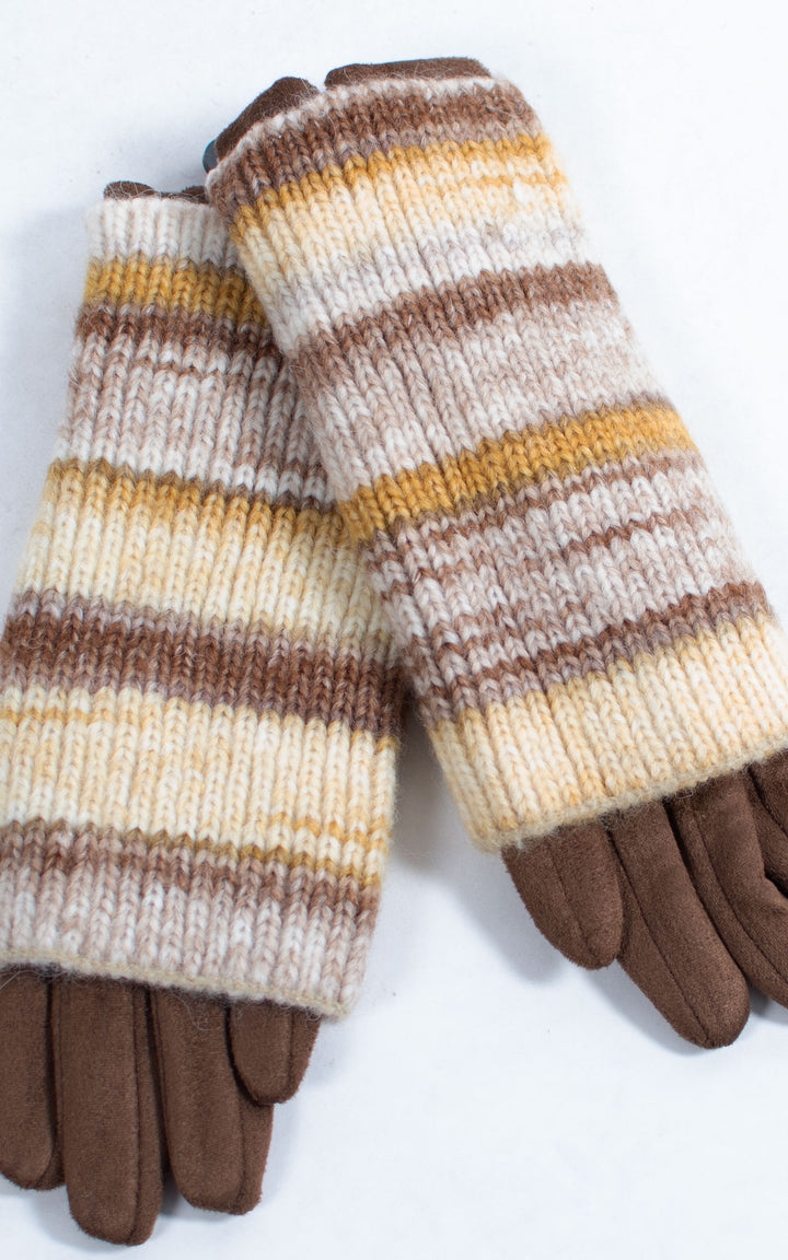 Gloves | 3-in-1 | Stripes | Brown