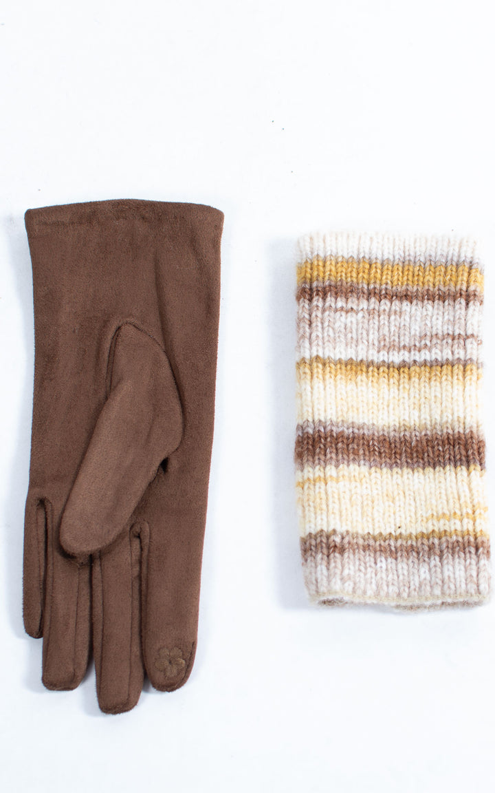 Gloves | 3-in-1 | Stripes | Brown