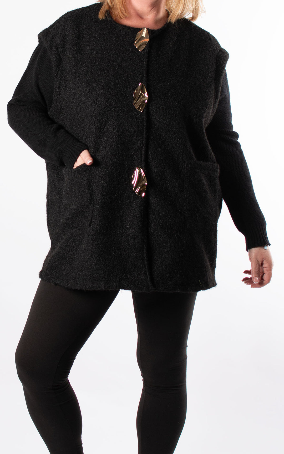 Gold Brooch Waistcoat | Black