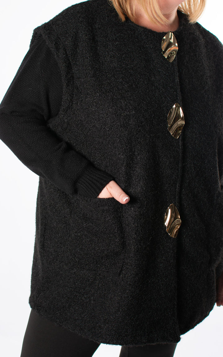 Gold Brooch Waistcoat | Black