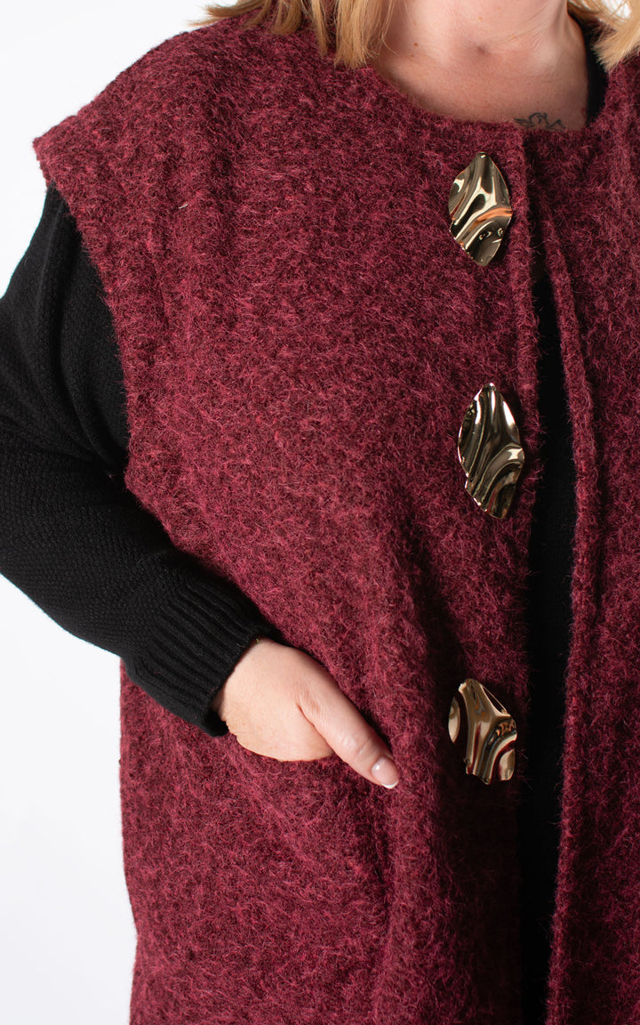 Gold Brooch Waistcoat | Burgundy