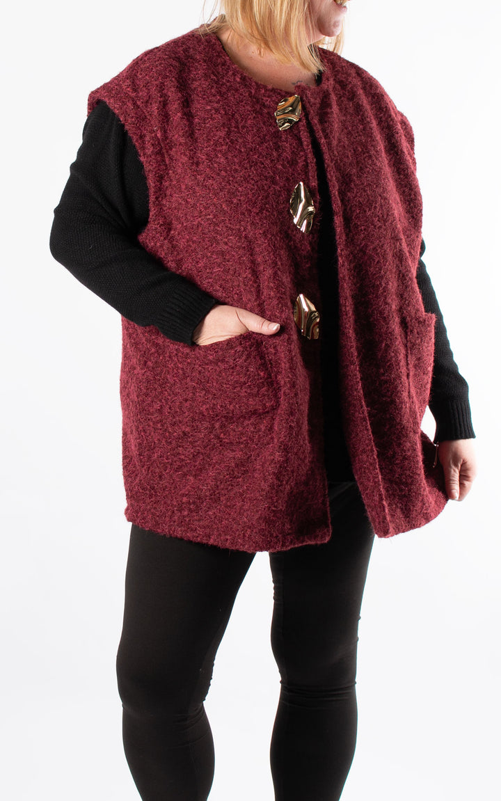Gold Brooch Waistcoat | Burgundy