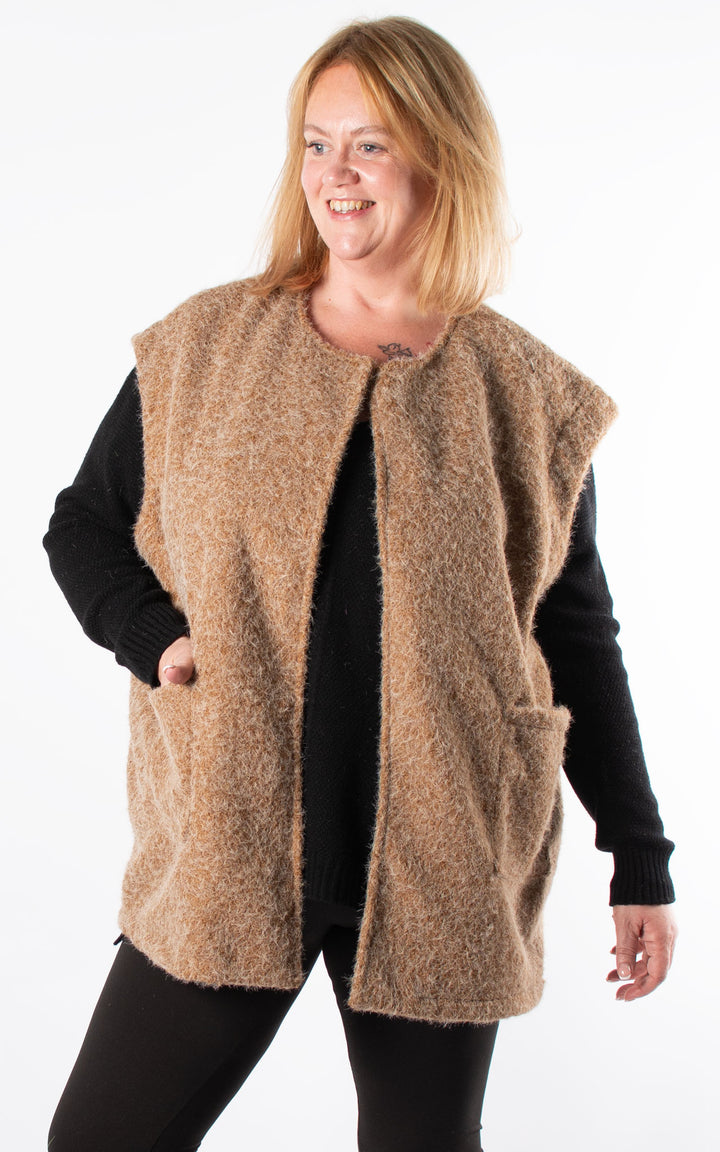 Gold Brooch Waistcoat | Camel