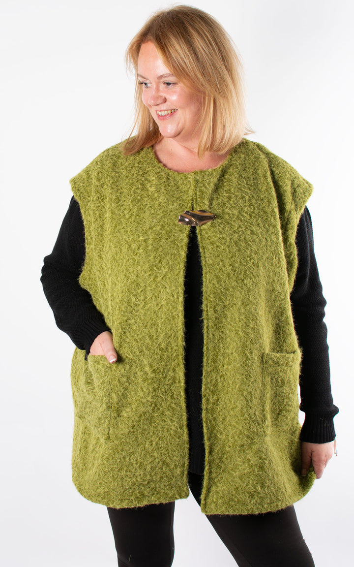 Gold Brooch Waistcoat | Moss Green