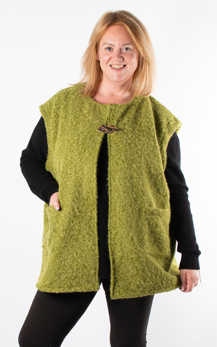 Gold Brooch Waistcoat | Moss Green