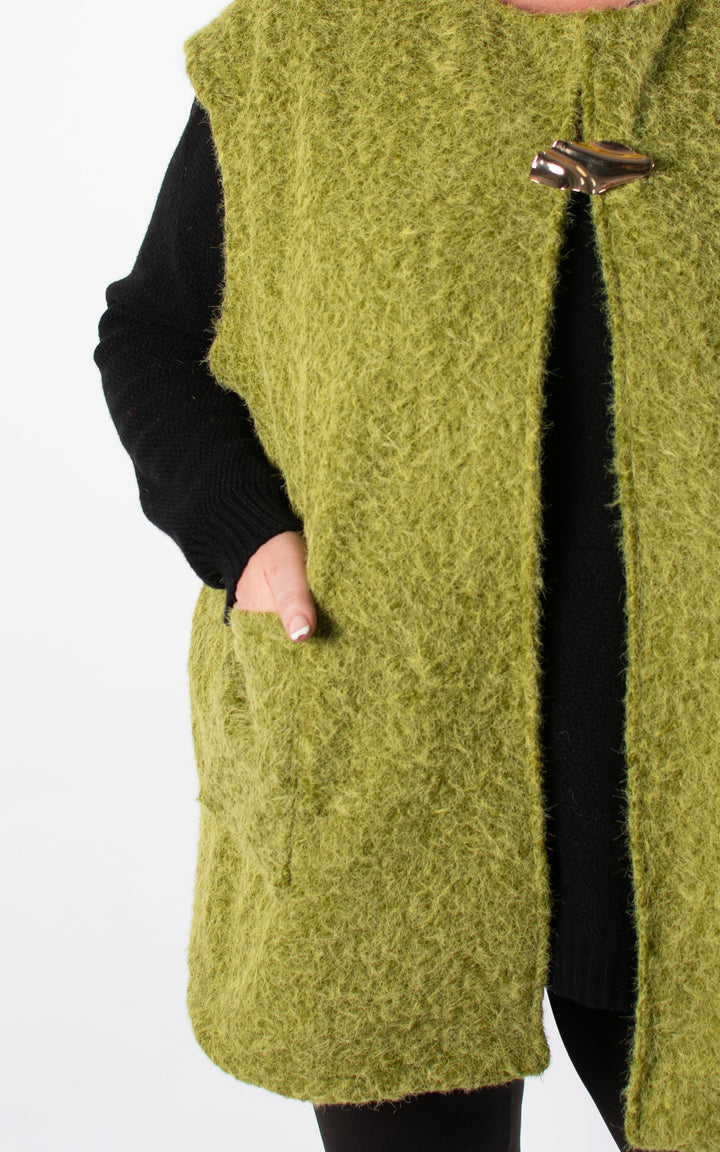 Gold Brooch Waistcoat | Moss Green