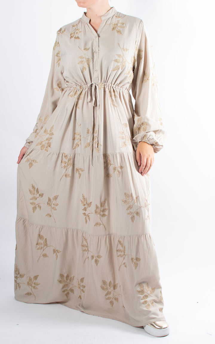 Gold Leaf Dress | Taupe