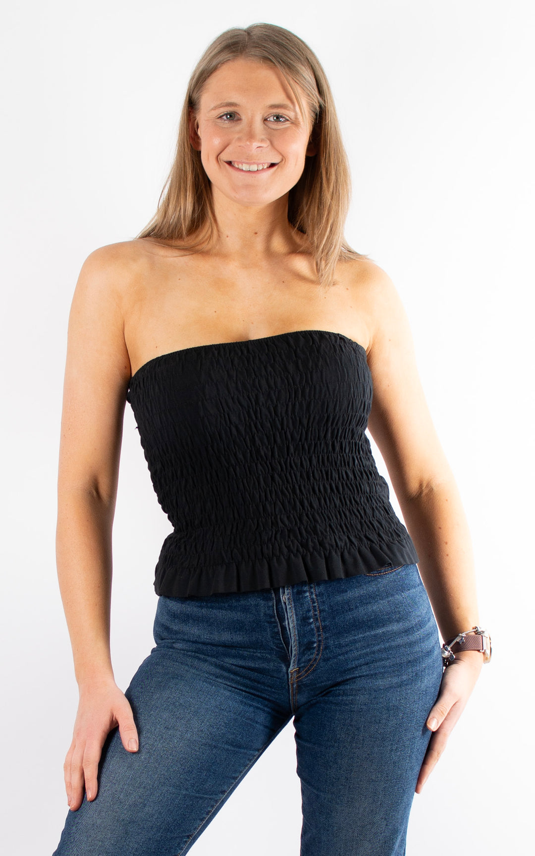 Hallie Elasticated Top | Black