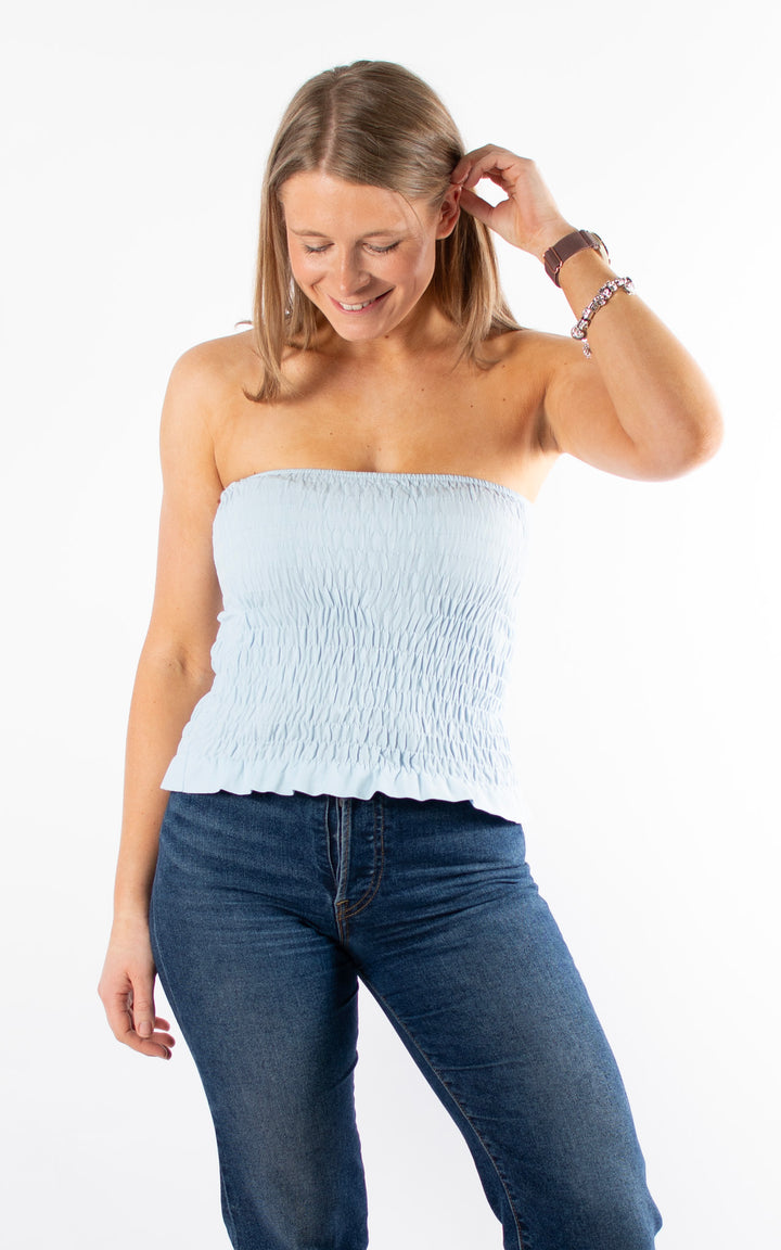 Hallie Elasticated Top | Blue