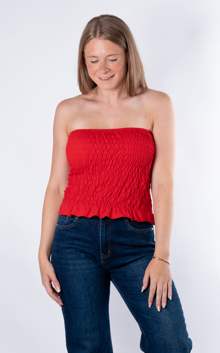 Hallie Elasticated Top | Red