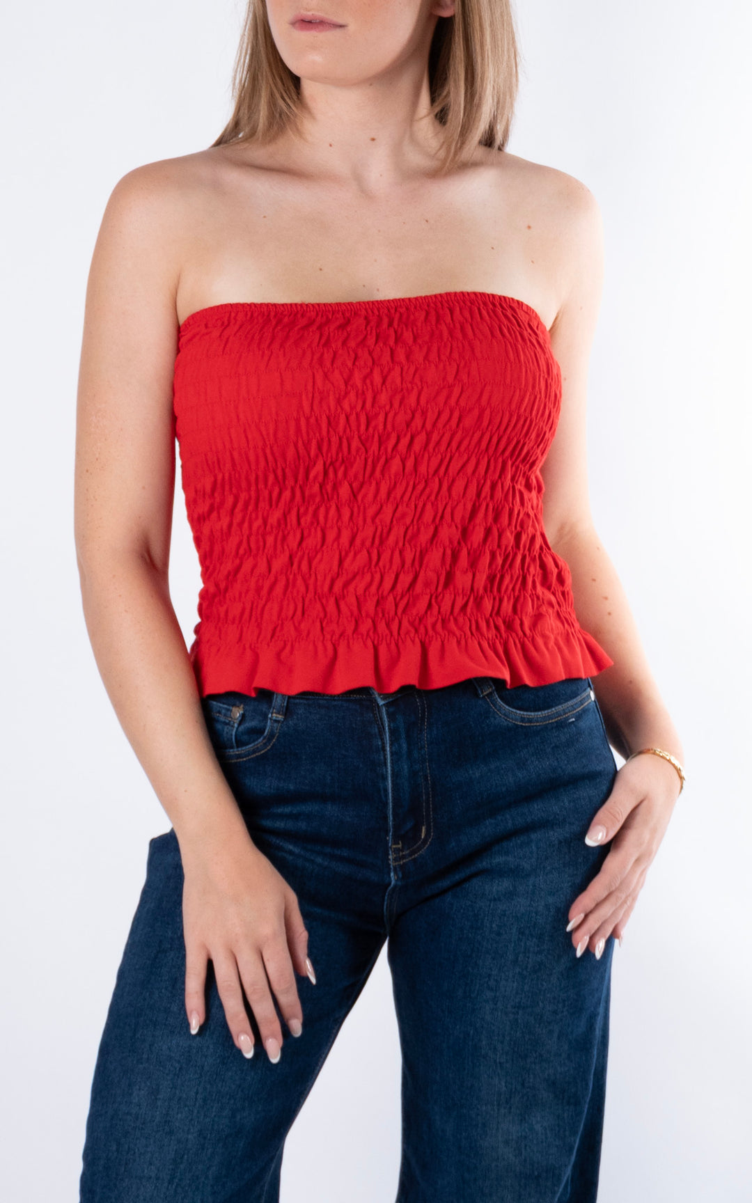Hallie Elasticated Top | Red