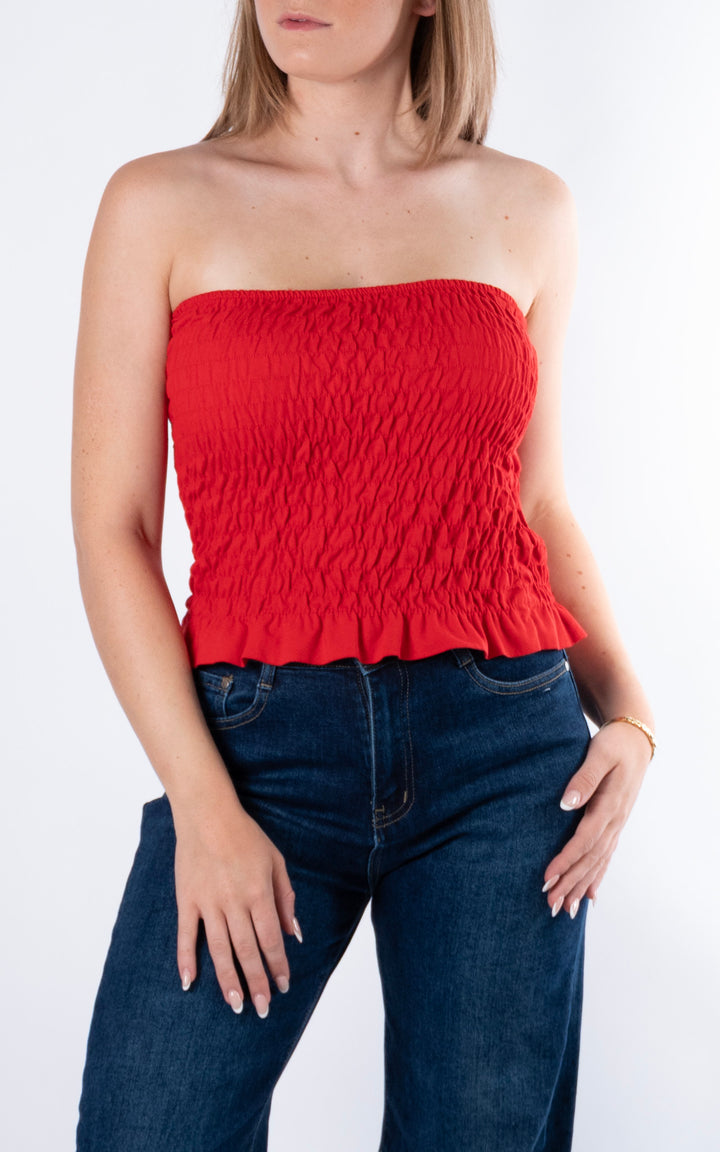 Hallie Elasticated Top | Red
