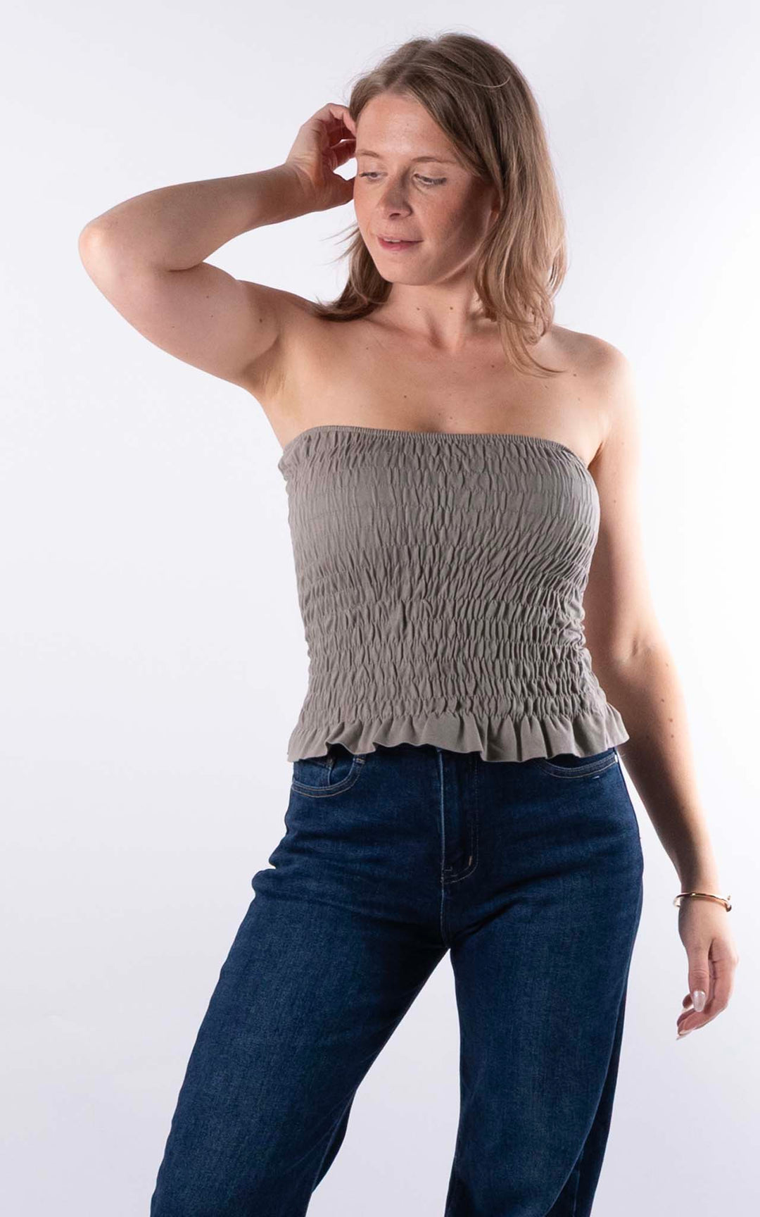 Hallie Elasticated Top | Taupe