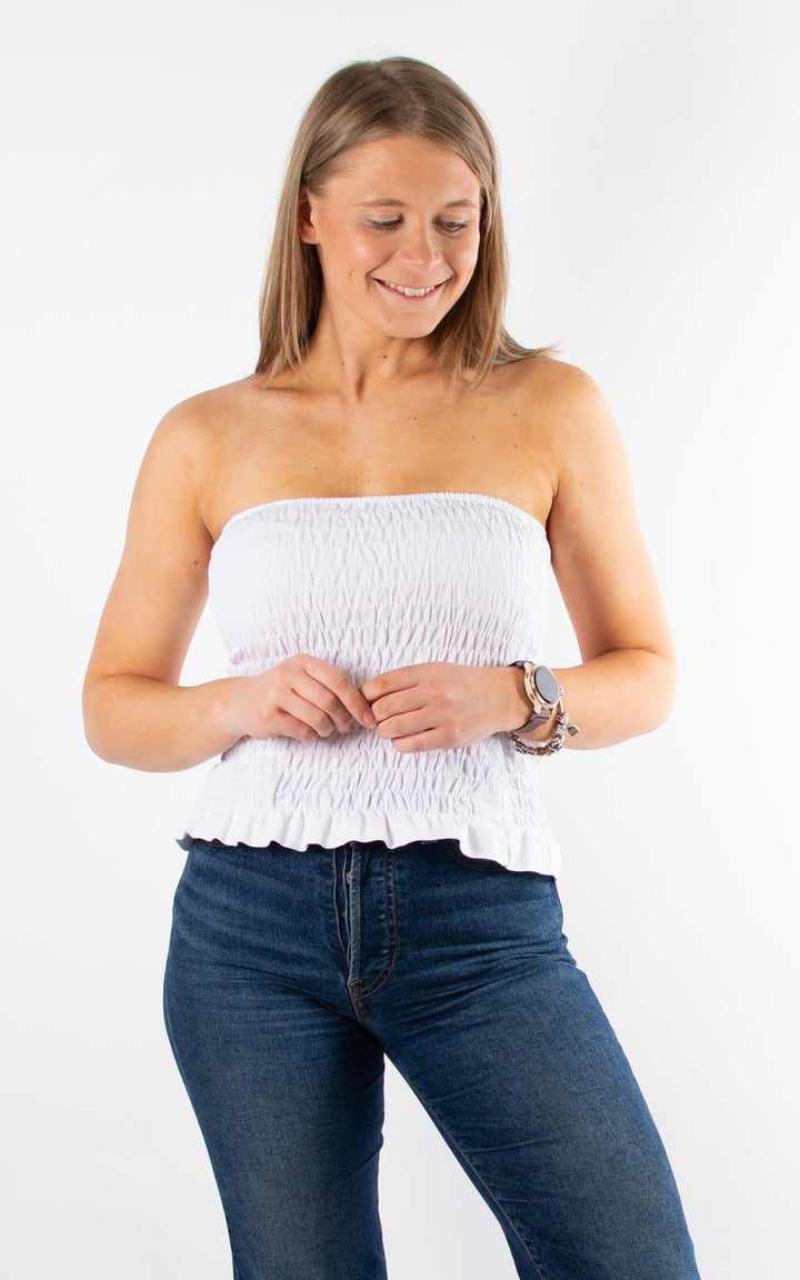 Hallie Elasticated Top | White