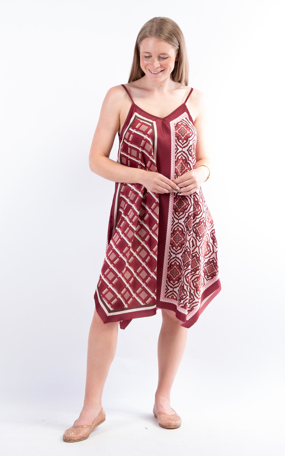 Handkerchief Paisley Dress | Burgundy