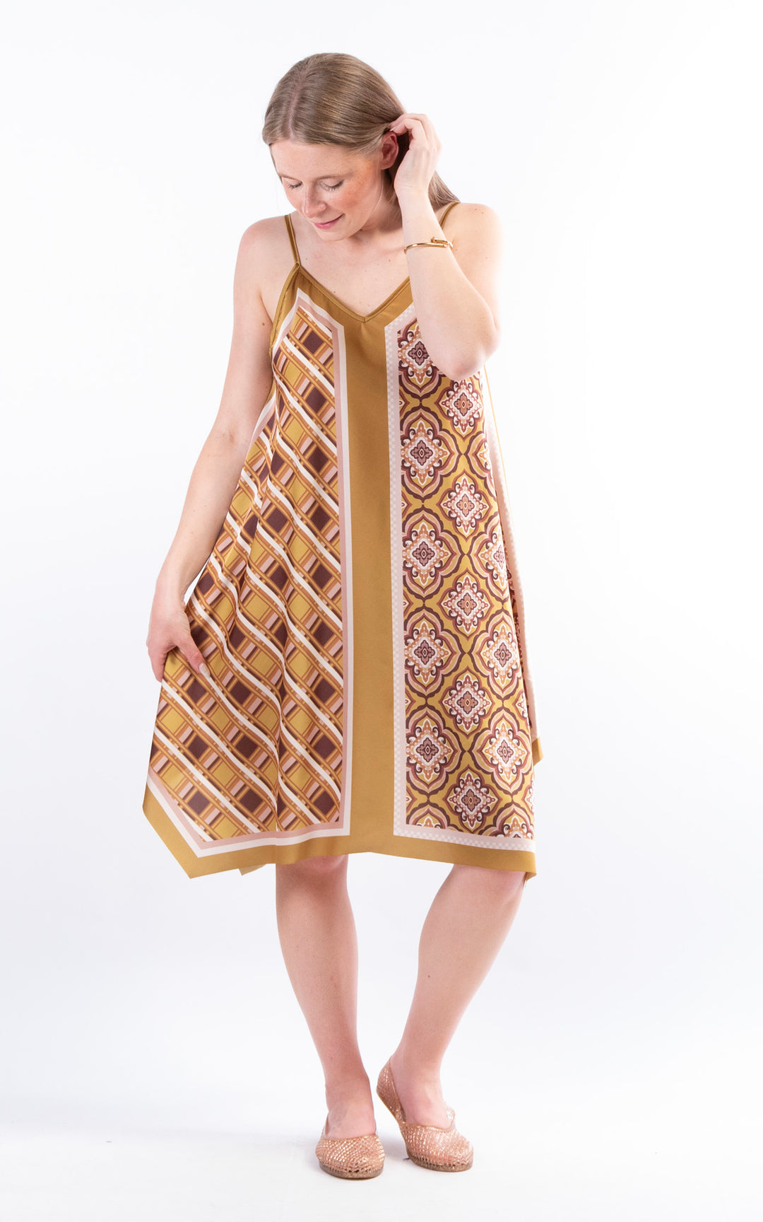 Handkerchief Paisley Dress | Mustard